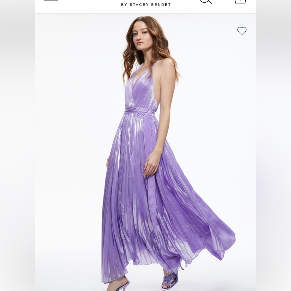 Alice + Olivia Arista Sleeveless Halter Neck Pleated Maxi Dress size 14